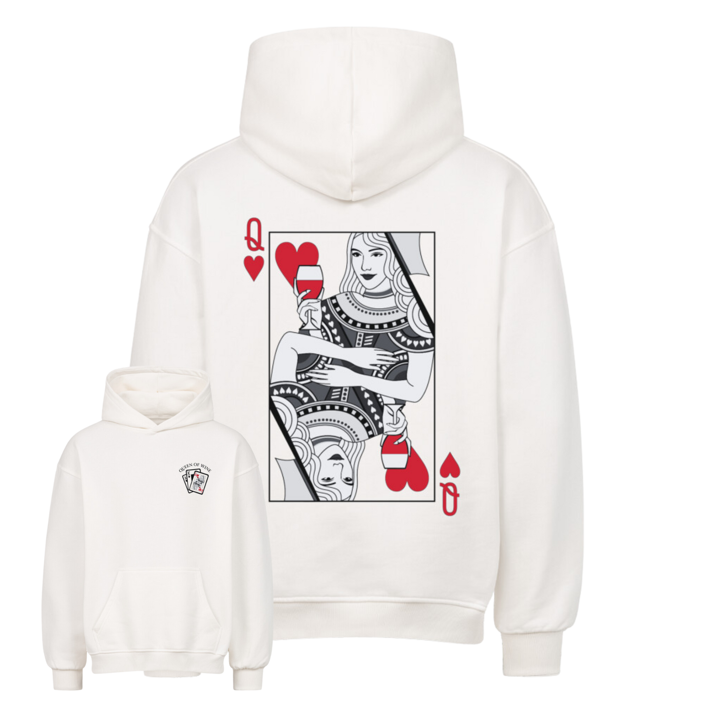Queen of Wine B&W Oversized Hoodie