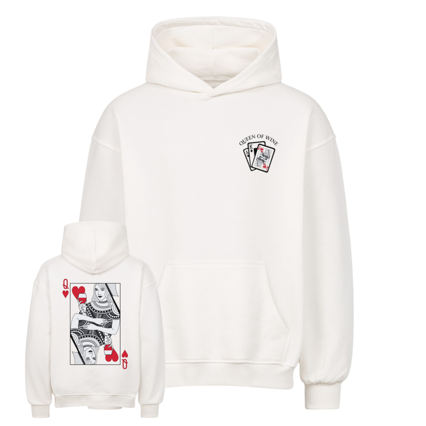 Queen of Wine B&W Oversized Hoodie