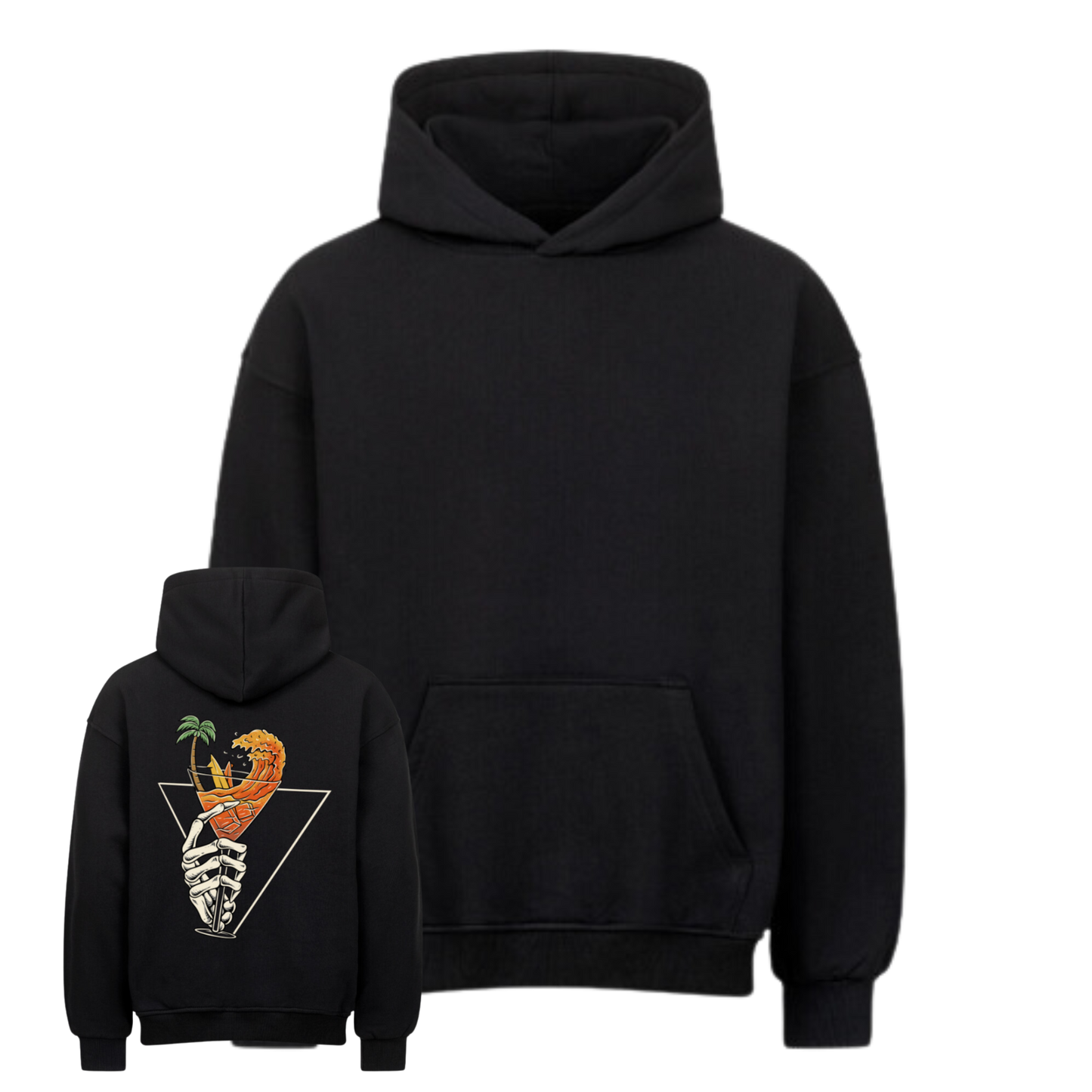 Skeleton Martini-Beach Oversized Hoodie